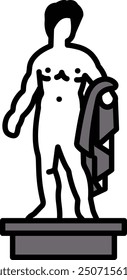 Una estatua de un hombre sin ropa. La estatua es en blanco y negro