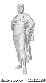 Statue of Mark Anthony. 3D statue of white color. Polygonal statue. Vector illustration.