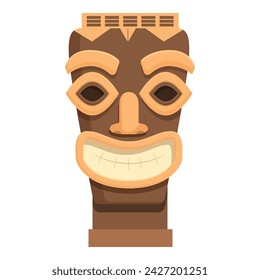 Statue maya shaman icon cartoon vector. Design face. Aged rock face