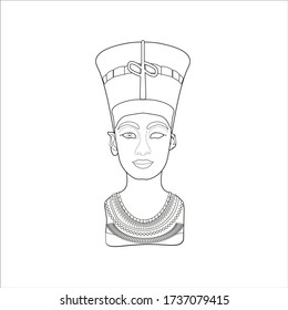 Statue of Neferu Aton Nefertiti who was an Egyptian queen. illustration for web and mobile design.