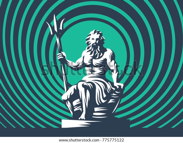 Statue Poseidon Neptune Trident Stock Vector (Royalty Free) 775775122