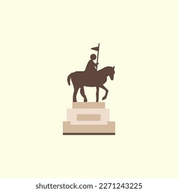 Statue of Saint Wenceslas in Prague. Flat style illustration. 