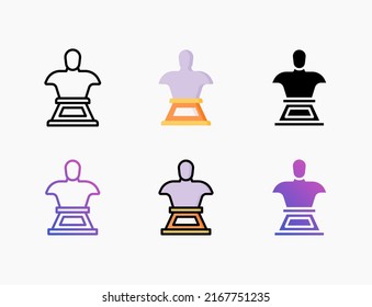 Statue Sculpture icon set with line, outline, flat, filled, glyph, color, gradient. Editable stroke and pixel perfect. Can be used for digital product, presentation, print design and more.