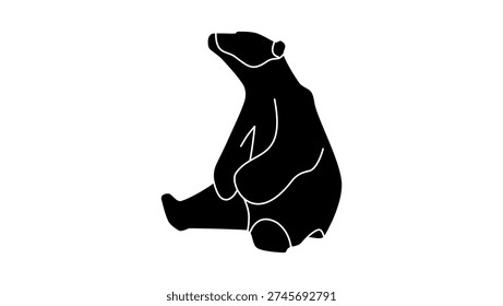 statue of a sitting bear, black isolated silhouette