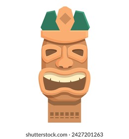 Statue totem altar icon cartoon vector. Maya ancient. Angry wood face