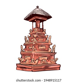Statue Traditional from Balinese with white background Vector