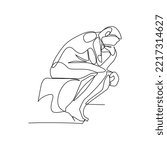 Statue vector illustration drawn in line art style