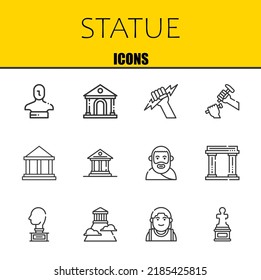 statue vector line icons set. statue, museum and zeus Icons. Thin line design. Modern outline graphic elements, simple stroke symbols stock illustration