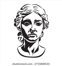 Estatua de una mujer con una expresión neutral