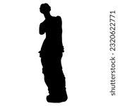Statue of woman. Silhouette. Greek statue. Vector 