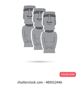 Statues of Easter Island color icon. Flat design