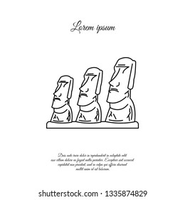 Statues of Moai on Easter Island vector line icon, sign, symbol