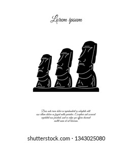 Statues of Moai on Easter Island vector icon, sign, symbol