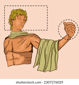 Statues of roman scholar Marble greek sculptures of human body and architectural greek gods and mythology, ancient greece graphic design elements. museum art ingenious vector illustration