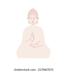 Statuette of meditating Buddha isolated on white background. Vector illustration.