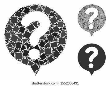 Status balloon composition of irregular parts in variable sizes and color tinges, based on status balloon icon. Vector tuberous pieces are organized into composition.