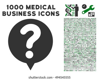 Status Balloon icon with 1000 medical commerce green and gray vector pictographs. Collection style is flat bicolor symbols, white background.
