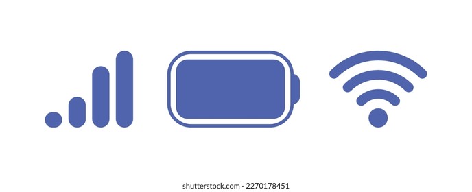 Status bar icon. Phone signal, wi-fi, battery icon. Vector illustration