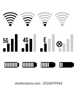 Status bar icon , phone signal, wifi, battery icon.