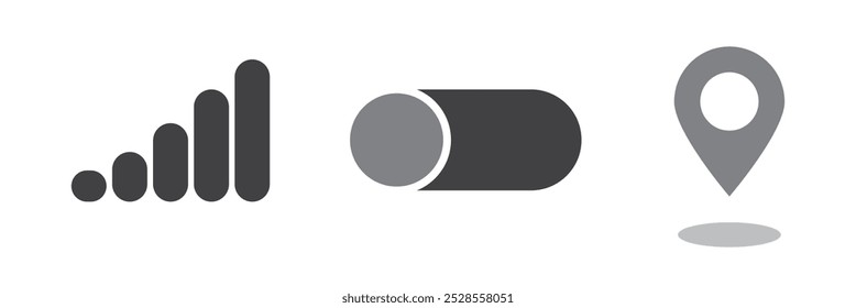 conjunto de ícones da barra de status, símbolos da barra móvel, ilustração vetorial em um fundo branco