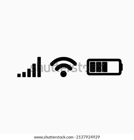 Status bar icon. Vector Illustration. Iphone, Wifi, Battery health, signal. notif. Notification.