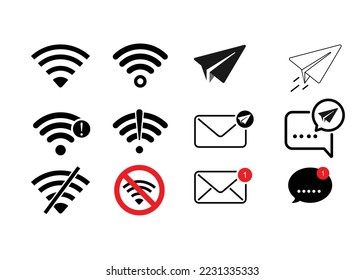  Status bar  of Mobile Device. Message alert on mobile device and smart phone. Network status bar display on mobile device.