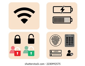  Status bar  of Mobile Device. Power-Electric battery Display. Login function for Open device  Application.