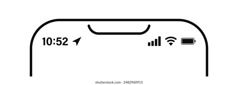 Status bar screen display. Time, GPS, communication,signal, battery, wifi.