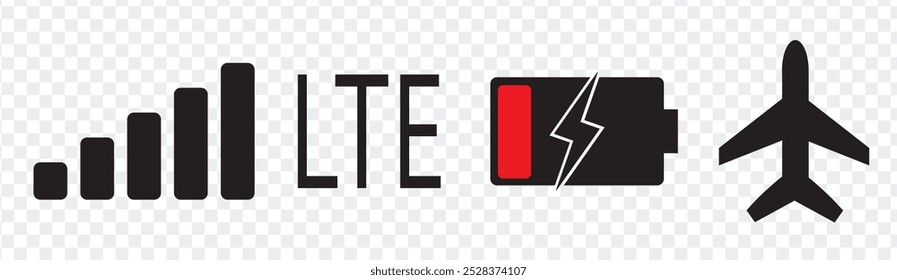Status bar. Time, communication, Wifi , battery icon. Vector Illustration. Vector Graphic. EPS 10