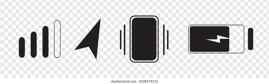 Status bar. Time, communication, Wifi , battery icon. Vector Illustration. Vector Graphic. EPS 10