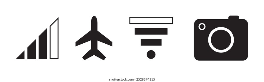 Status bar. Time, communication, Wifi , battery icon. Vector Illustration. Vector Graphic. EPS 10