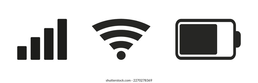Status bar vector icon. Phone signal, wi-fi, battery icon. Vector illustration 