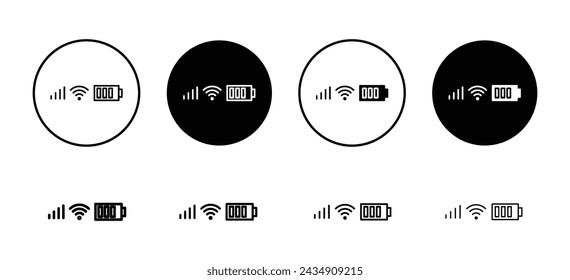 Conjunto de iconos vectoriales de barra de estado. Icono plano de contorno de barra de estado.