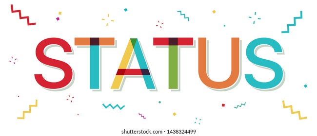 "Status" colorful text with confetti