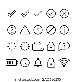 Conjunto de iconos de Estado y Comentarios Vector de contorno