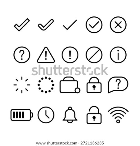 Status and Feedback Icons Set Outline Vector