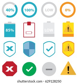 status flat icons set and mobile icons