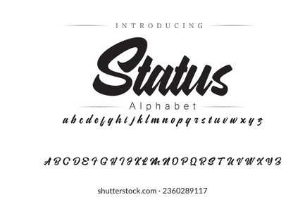 Status Font. Alphabet. Script. Typeface. Label .Vintage typeface. For labels and different type designs