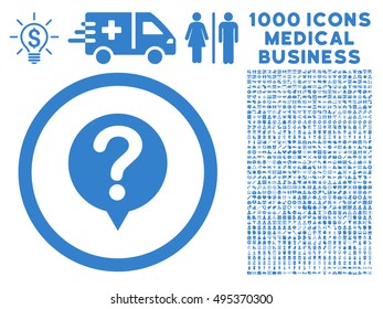 Status icon with 1000 medical commerce cobalt vector design elements. Set style is flat symbols, white background.