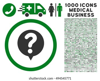 Status icon with 1000 medical commercial green and gray vector pictographs. Collection style is flat bicolor symbols, white background.