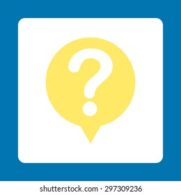 Status icon from Primitive Buttons OverColor Set. This rounded square flat button is drawn with yellow and white colors on a blue background.