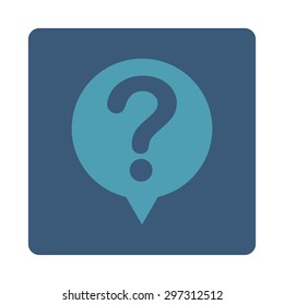 Status icon from Primitive Buttons OverColor Set. This rounded square flat button is drawn with cyan and blue colors on a white background.