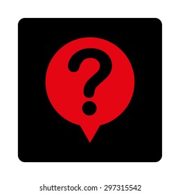 Status icon from Primitive Buttons OverColor Set. This rounded square flat button is drawn with intensive red and black colors on a white background.