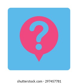 Status icon from Primitive Buttons OverColor Set. This rounded square flat button is drawn with pink and blue colors on a white background.