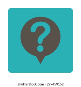 Status icon from Primitive Buttons OverColor Set. This rounded square flat button is drawn with grey and cyan colors on a white background.