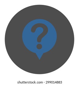 Status icon from Primitive Round Buttons OverColor Set. This round flat button is drawn with cobalt and gray colors on a white background.