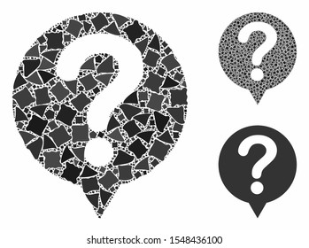Status mosaic of irregular pieces in variable sizes and shades, based on status icon. Vector irregular pieces are combined into composition. Status icons collage with dotted pattern.