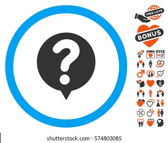 Status Query icon with bonus decoration design elements. Vector illustration style is flat iconic elements for web design, app user interfaces.