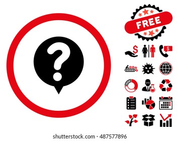 Status Query pictograph with free bonus elements. Vector illustration style is flat iconic bicolor symbols, intensive red and black colors, white background.