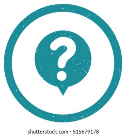 Status Query rubber seal stamp watermark. Icon symbol inside circle frame with grunge design and corrosion texture. Scratched vector soft blue ink sign on a white background.